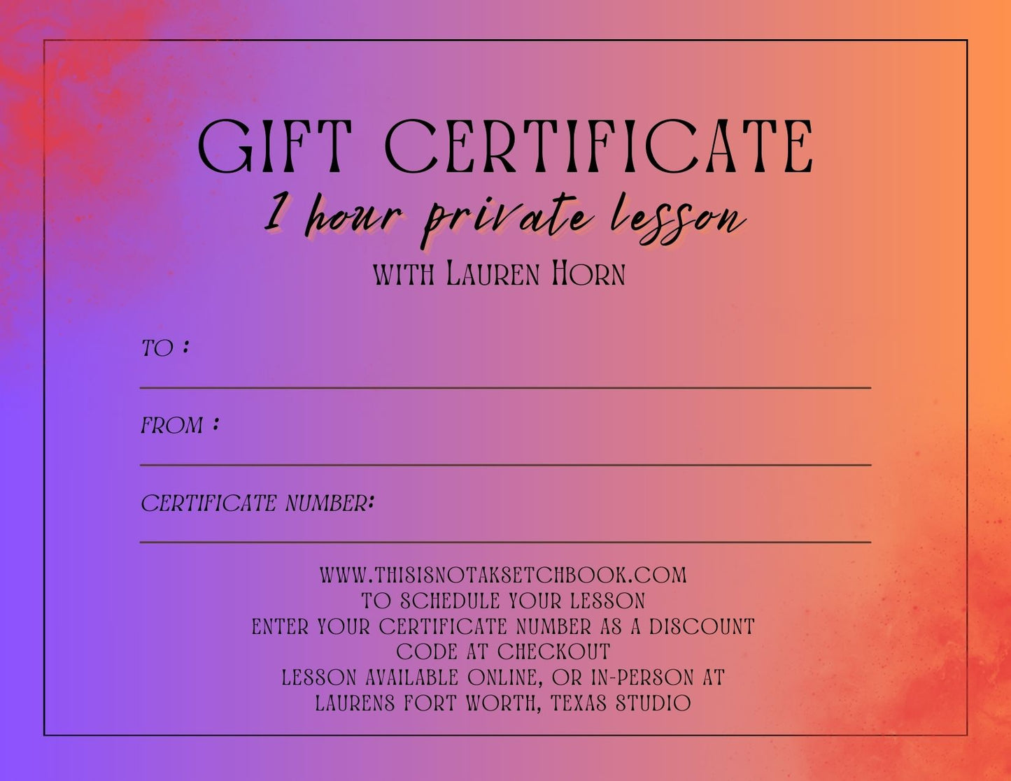 1-Hour Art Lesson Gift Certificate